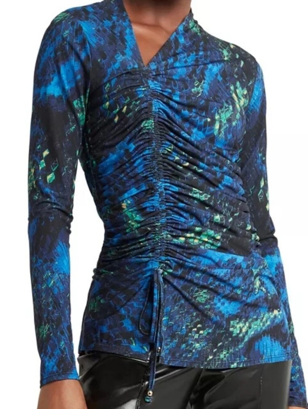 H Halston Asymmetrical Ruched Jersey Top
